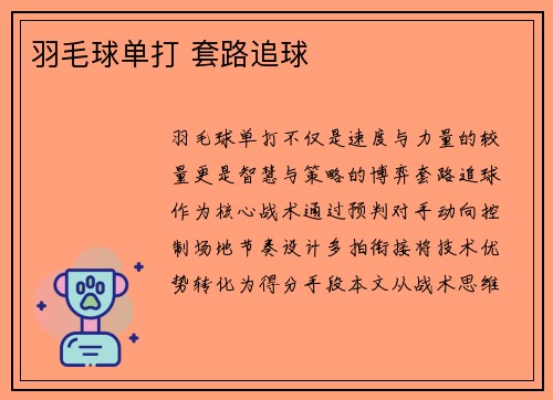 羽毛球单打 套路追球